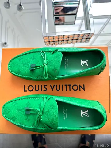 Limited edition. Louis Vuitton Green Moccasins - Like New!
