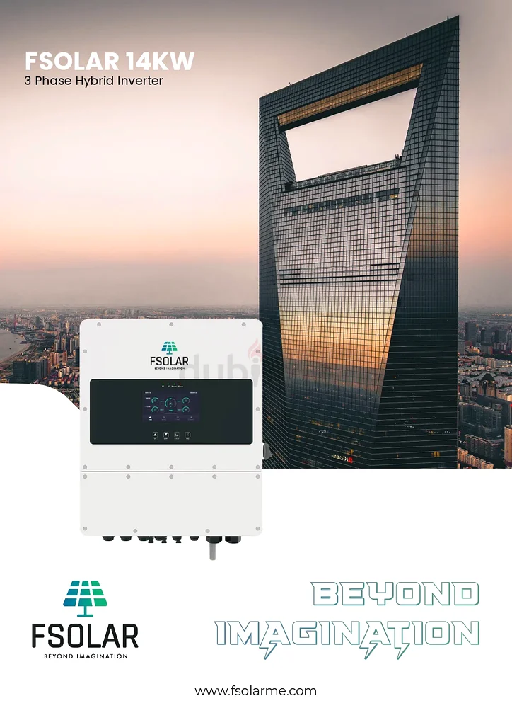 عاكس شمسي ثلاثي الطور بقوة 14000 فولت أمبير و48 فولت من FSolar مع وحدة تحكم شحن شمسي بنظام التتبع الأقصى للقدرة (MPPT) + واي فاي63257626927874111