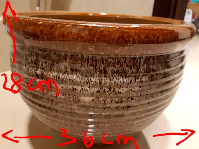 Glazed Ceramic plant flower pot with drainage hole. 36cm across and 28cm high. No chip, no blemish.