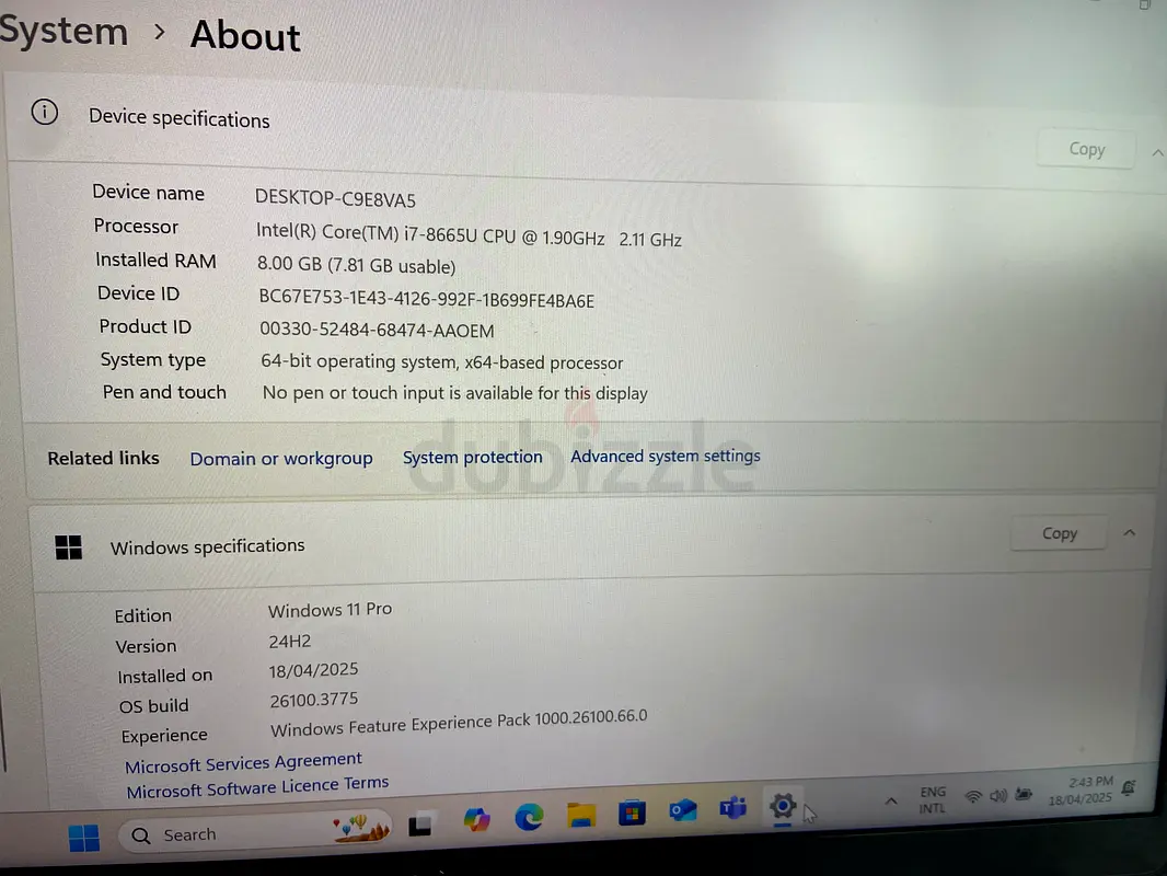 Dell Laptop 5400 i7 8th Gen63255529717761111
