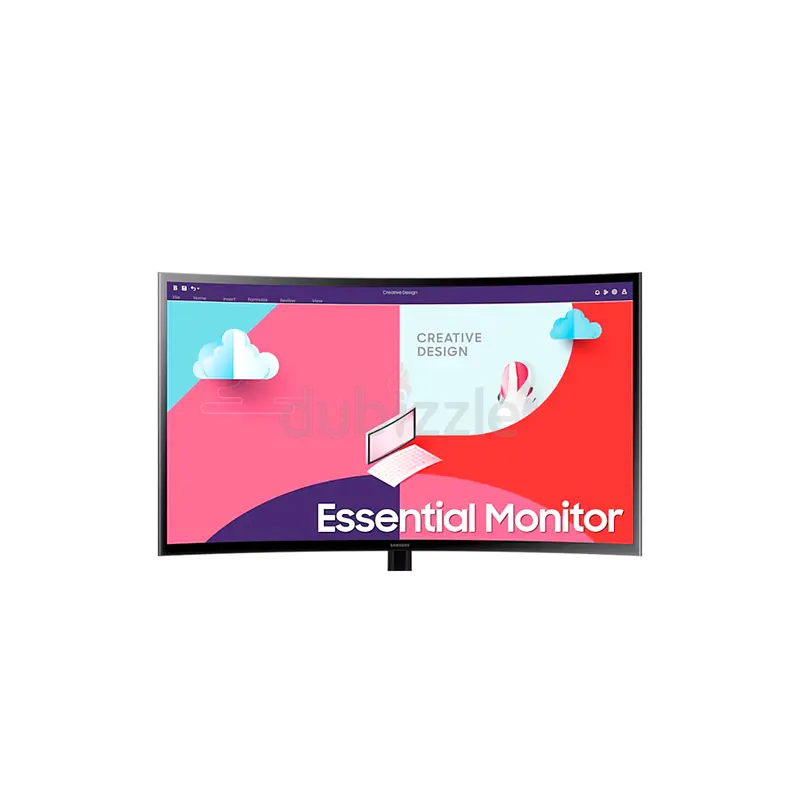 Samsung 24 Inch Essential Monitor for Normal Usage - Curved Monitor for Office - Tabby