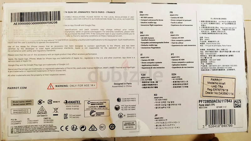 Parrot ANAFI FPV Camera Drone (Brand New)63234613015297113