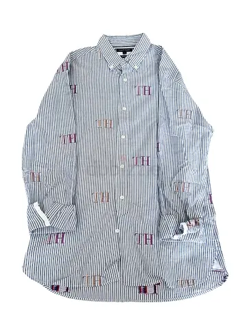 Original Striped TOMMY HILFIGER Shirt in Blue  White – Regular Fit – Size M
