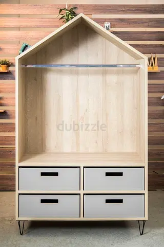 Charming House-Shaped Wardrobe with Drawers