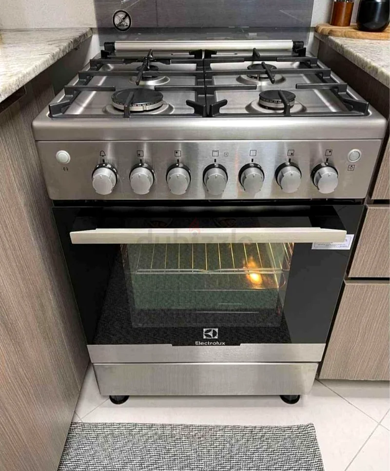 فرن إلكتريك من إلكتrolux، مع فرن و4 موقد كامل الغاز، حجم 60 سم63169930530305111