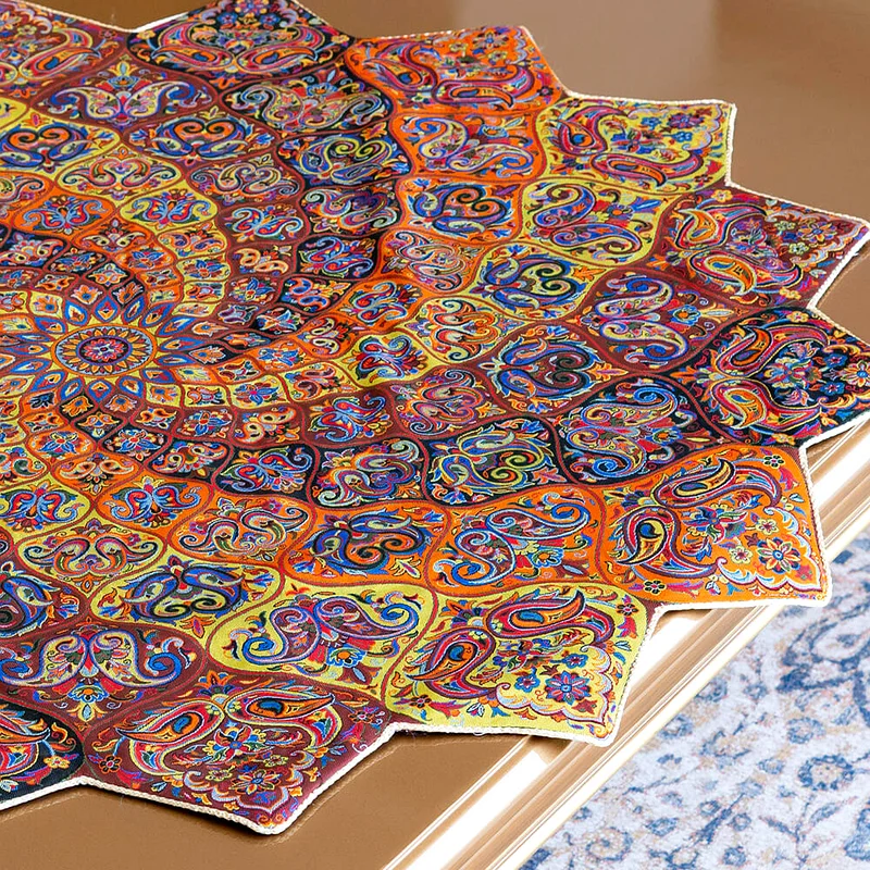 Exquisite handcrafted colorful mandala area tablecloth, traditional Persian design with silk patterns63210354302721112