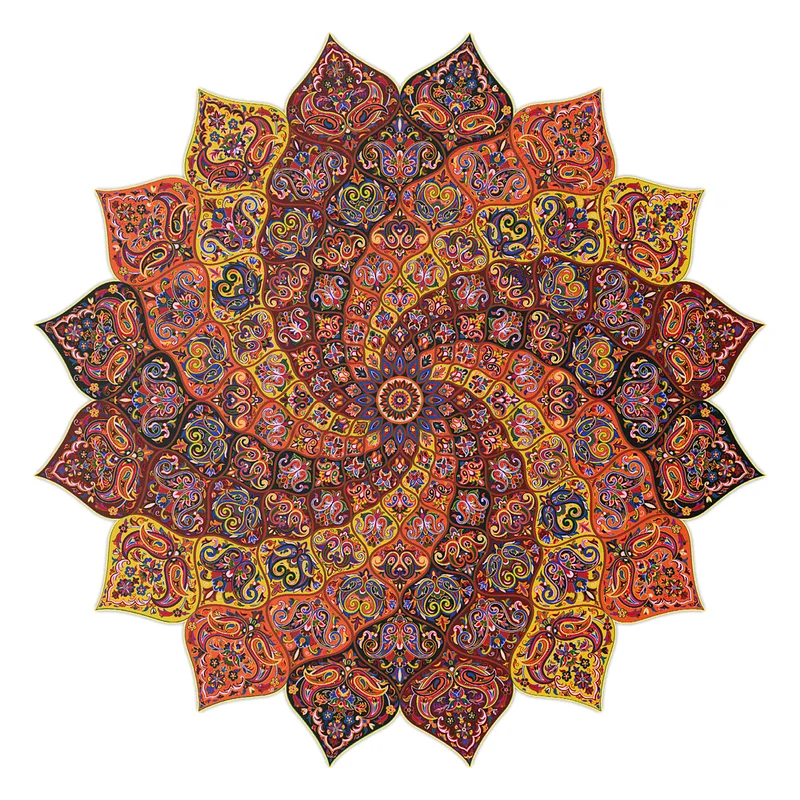 Exquisite handcrafted colorful mandala area tablecloth, traditional Persian design with silk patterns63210354302721111