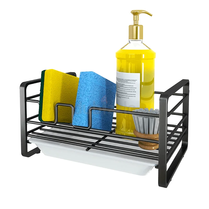 KITCHEN SPONGE HOLDER, SINK CADDY SPONGE HOLDER, KITCHEN SINK DRAIN RACK, BLACK COLOR RACK63215872147841110