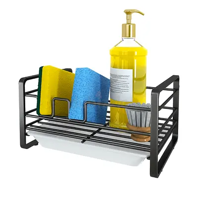 KITCHEN SPONGE HOLDER, SINK CADDY SPONGE HOLDER, KITCHEN SINK DRAIN RACK, BLACK COLOR RACK