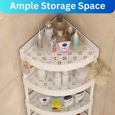4 TIER CORNER STORAGE RACK WITH ROTATABLE WHEELS –  FOR BATHROOM, KITCHEN, BEDROOM  GARAGE