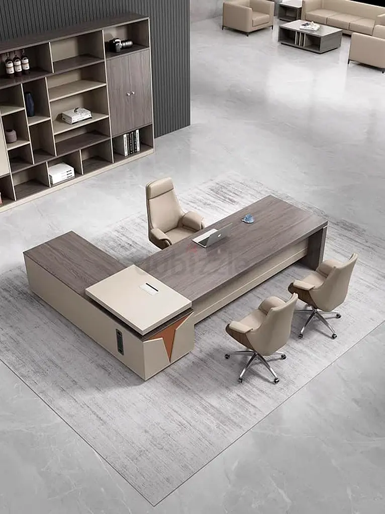 Executive L shape table khaki63258135520259111