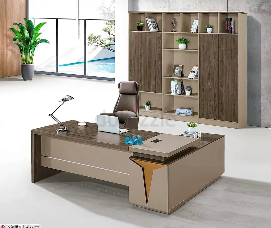 Executive L shape table khaki