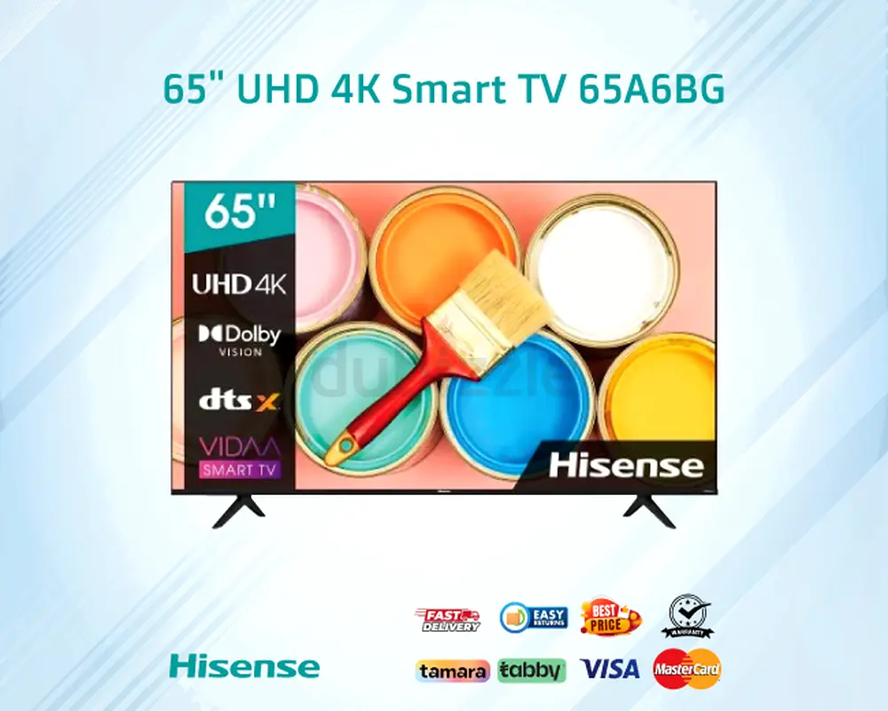 65 Inch Hisense Smart TV - LED UHD 4K HDR Smart TV 65A6BG 2021 Model - UAE