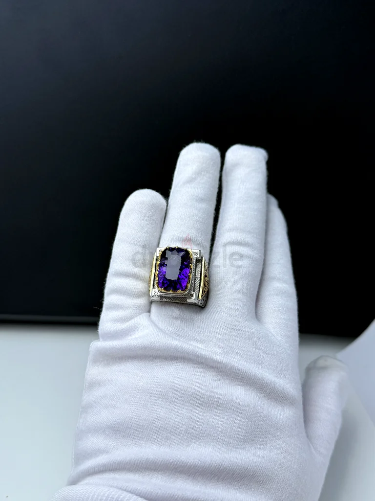 خاتم بحجر جمشت (إماتيست) فاخر - luxurious amethyst stone ring63230183346434114
