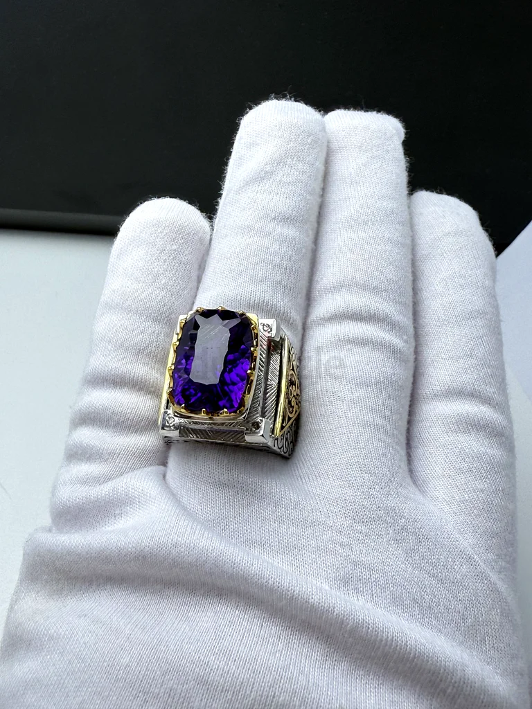 خاتم بحجر جمشت (إماتيست) فاخر - luxurious amethyst stone ring63230183346434113