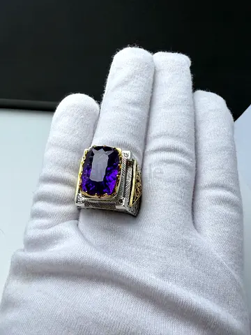 خاتم بحجر جمشت (إماتيست) فاخر - luxurious amethyst stone ring