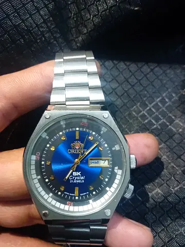 Sleek Orient Automatic Watch with Blue Dial