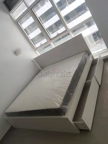 IKEA malam queen size 160×200cm bed with IKEA mattress and 2 big storage drawers underneath