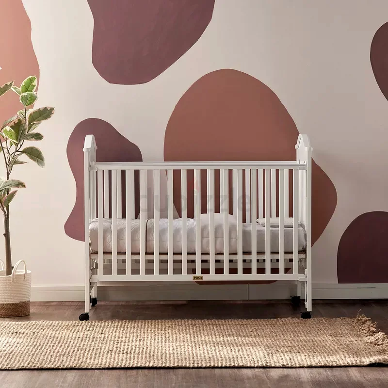 Wooden Crib with wheels, Portable, Baby Crib with Three Adjustable Heights63206883284866112