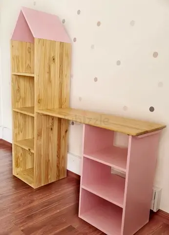Charming Childrens Study Table and Bookshelf Set