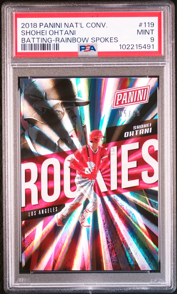 2018 PANINI NSCC BATTING-RAINBOW SPOKES #119 SHOHEI OHTANI ROOKIE RC 5/49 PSA 963208860971905110