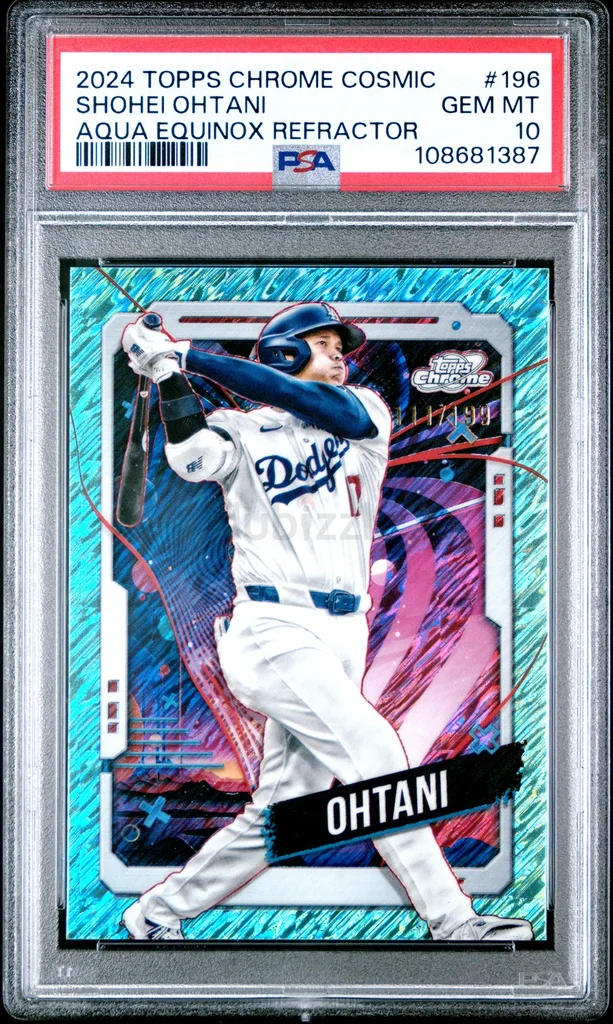 2024 TOPPS CHROME COSMIC AQUA EQUINOX REFRACTOR SHOHEI OHTANI 111/199 PSA 1062930642986113117