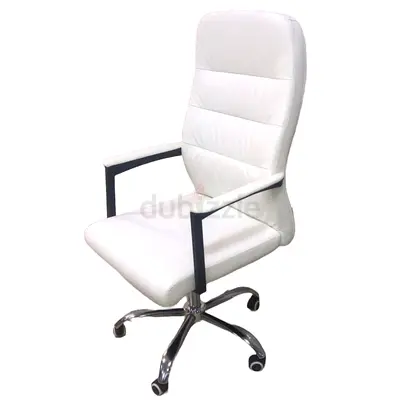 Highback revolving white chair leather