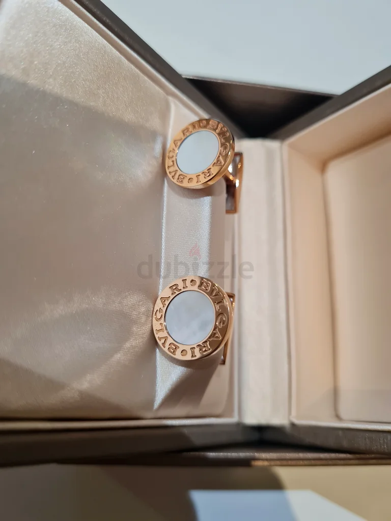 أزرار أكمام بولغاري ذهبية وردية مع لؤلؤة الأم63265602607235113