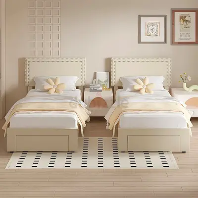 Kids Elegant Twin Beds With Storage | Bedroom Furniture For Kids | Kids Furniture In Dubai