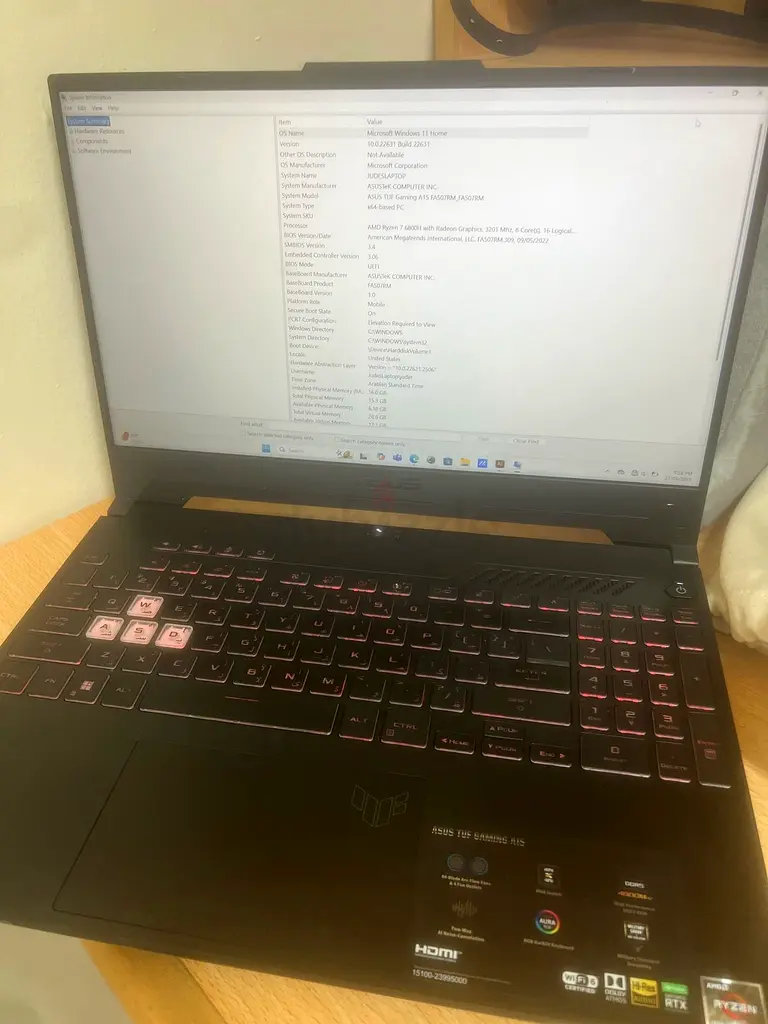 ASUS TUF A15 gaming laptop63254990282626114