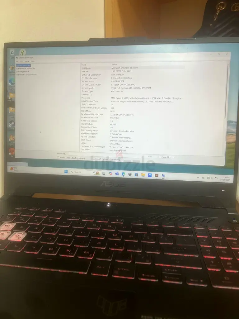 ASUS TUF A15 gaming laptop63254990282626115