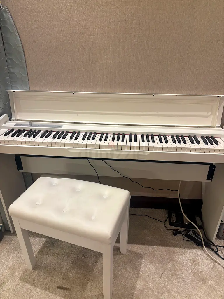 Elegant White Digital Piano with Stool - Like New!