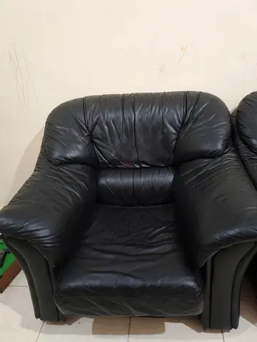 Stylish Black Leather Armchair for Sale