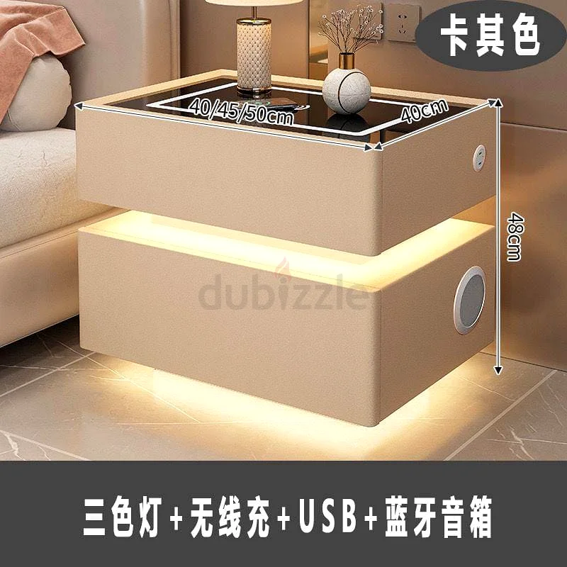 Modern Bedside Table with Wireless Charging | Smart Nightstand with Storage63220328991746111
