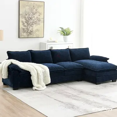 Stylish L-Shaped Blue Sofa for Your Living Room