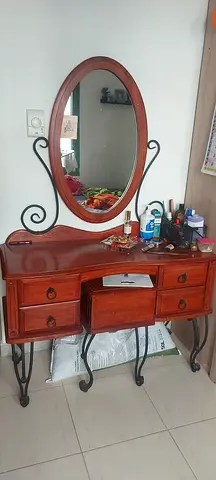 Dressing table, Solid wood, Wroght Iron legs