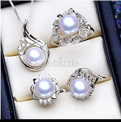 Elegant Pearl Jewelry Set - Necklace, Ring, and Earrings!