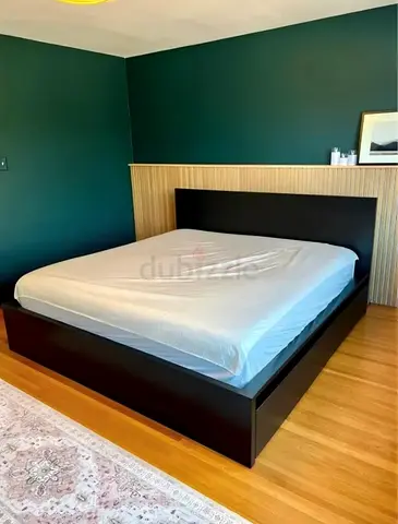 Ikea malm king size bed frame with mattress and 2 storage drawers for sale