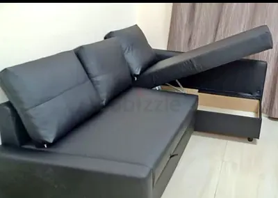 BLACK LEATHER SOFA_BED