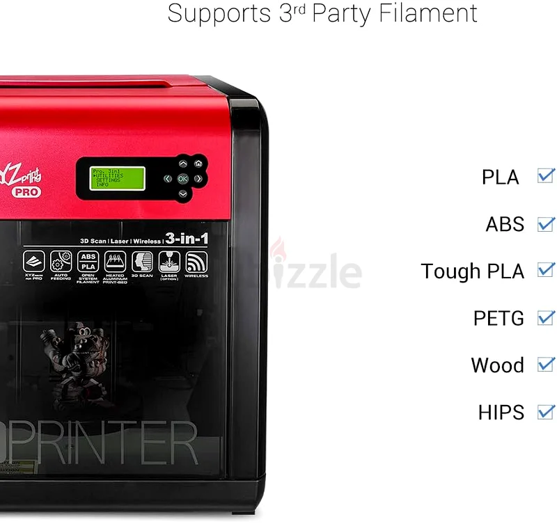 XYZprinting da Vinci 1.0 Pro 3in1 Wireless 3D Printer/Scanner Heated Bed, Upgradable Laser Engraver63166186236163114
