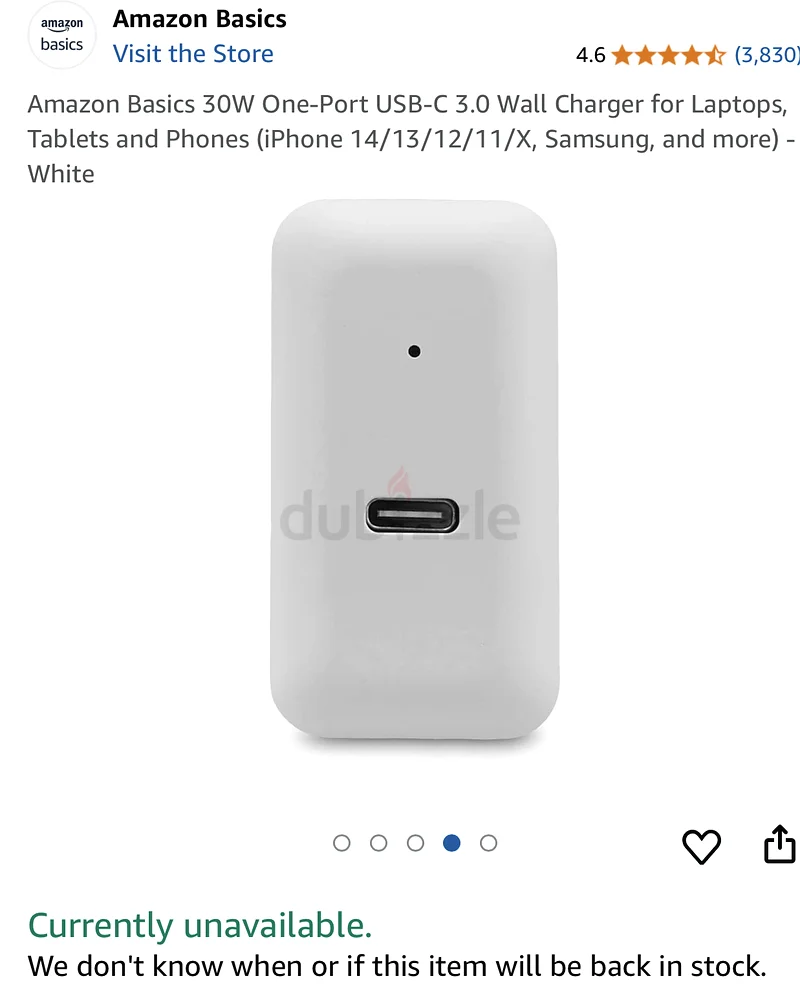 اشحن طاقتك مع شاحن الحائط Amazon Basics بقوة 30 واط من نوع USB-C!63260219685889110