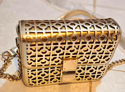 Ladies Designer Golden Purse with metal chain