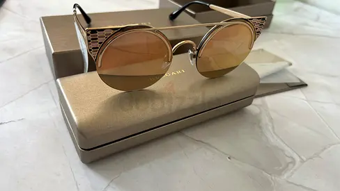 Bvlgari Cat eye Round lenses Sunglasses, Pink Gold, MIRROR Lens 54mm