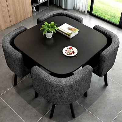 Stylish Modern Dining Table Set with Soft Chairs