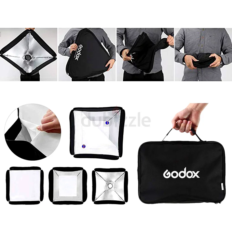 صندوق إضاءة ناعم قابل للطي من GODOX مقاس 60×60 سم / 24×24 بوصة مع قوس فلاش من النوع S63265602334722114