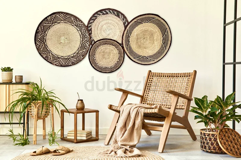 ديكور حائط بأسلوب بوهيمي، مجموعة سلال/أطباق مصنوعة يدويًا63207894453635112