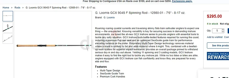 G. LOOMIS FISHING ROD 2.2m63243193817473112