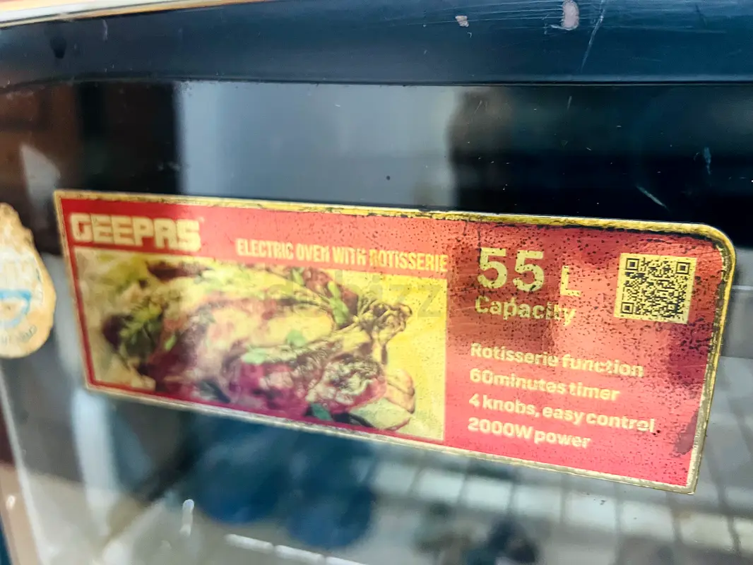 Geepas electric oven with rotisserie 55L