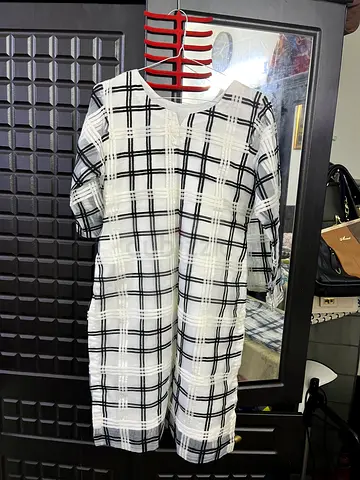 Stylish Black and White Checked Dress