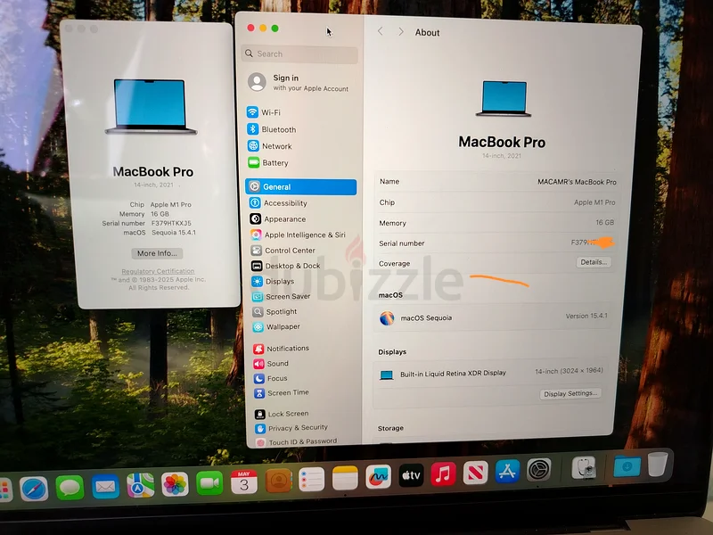 ماك بوك برو M1 بحجم 14 بوصة من عام 2021، بسعة 16 جيجابايت / 512 جيجابايت SSD63265601368707112